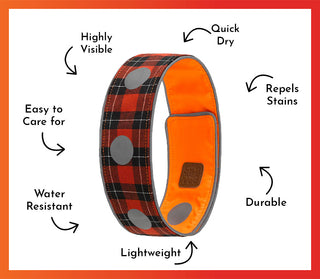 Spot the Dog Reflective Collar - Reversible Orange/Red Plaid