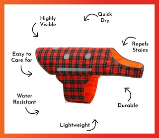 Spot the Dog Reflective Vest - Reversible Orange/Red Plaid